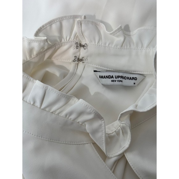 Amanda Uprichard Ivory Ruffle Mock Neck Sleeveless Keyhole Blouse Mens Size M - Picture 4 of 7